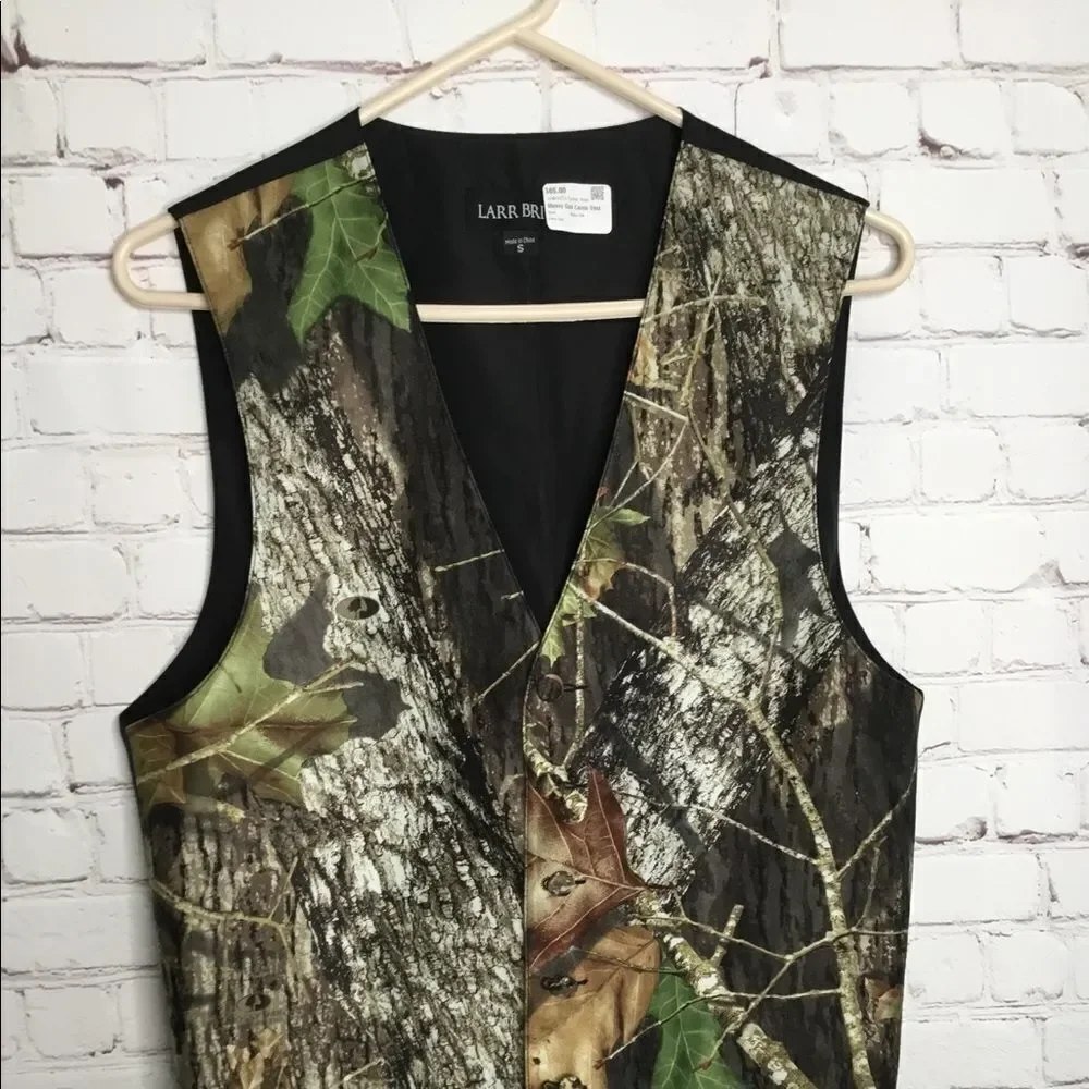 Men's Larr Brio Satin Tuxedo Mossy Oak Camo Vest Wedding Groom‎ Size S